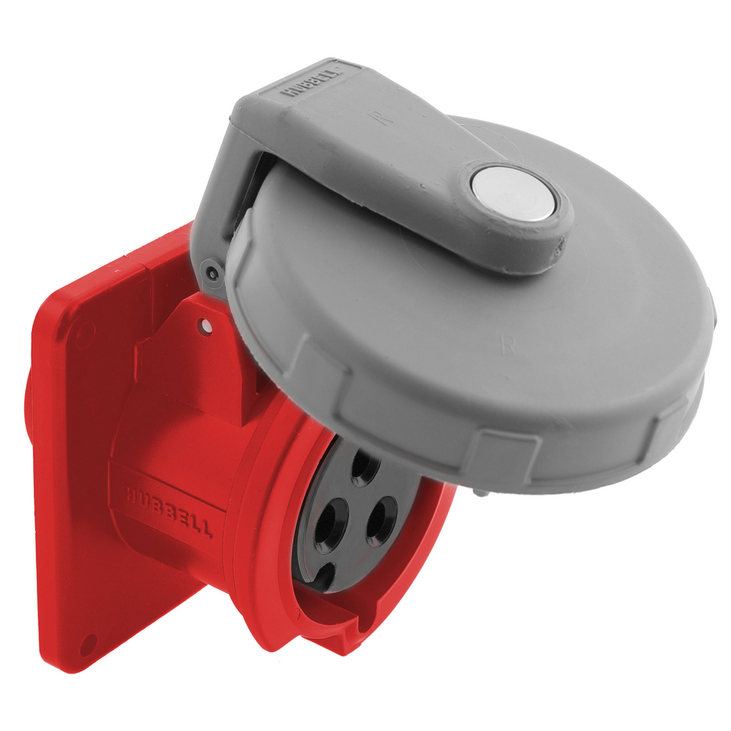 Watertight IEC Pin and Sleeve Receptacle, 2P3W, 60A 480V