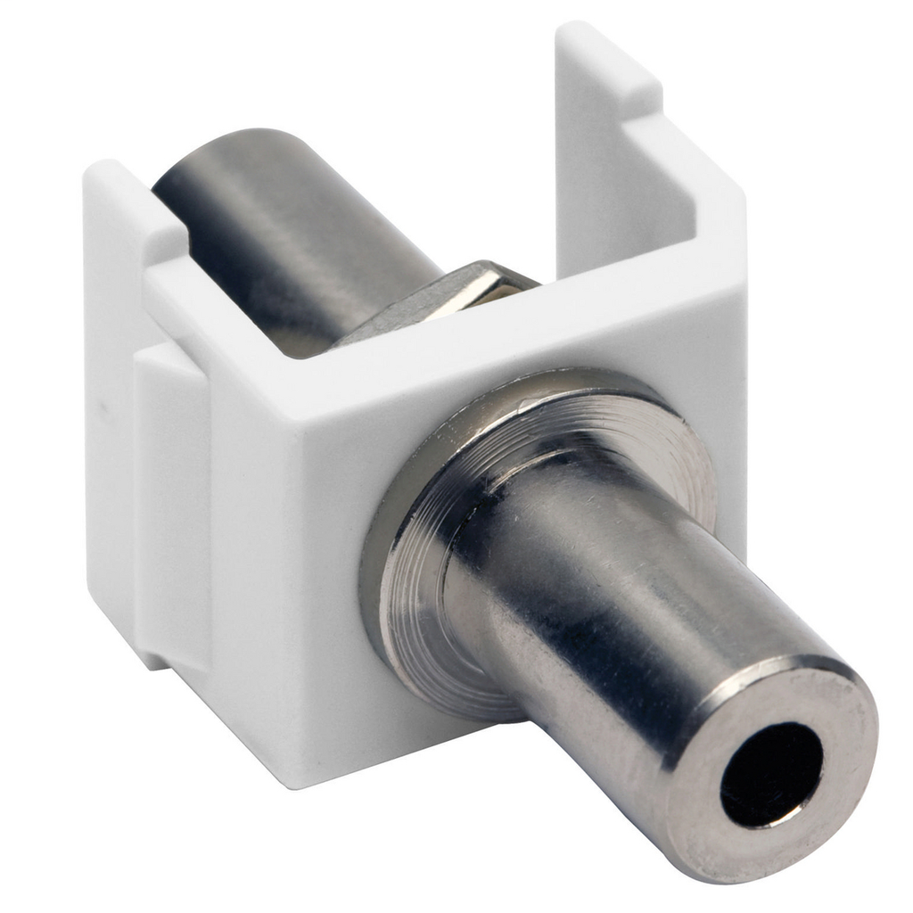 Snap-Fit, Keystone, 3.5 MM Stereo Jack, Female to Female, White