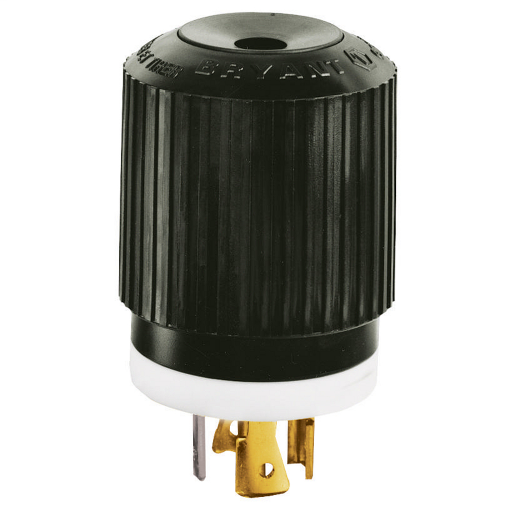 Locking Devices, Locking Devices, Industrial, Male Plug, 20A 3-Phase Wye 120/208V AC 400Hz, 4-Pole 5-Wire Grounding, Non-NEMA, Screw Terminal, Black and White, 400Hz Version