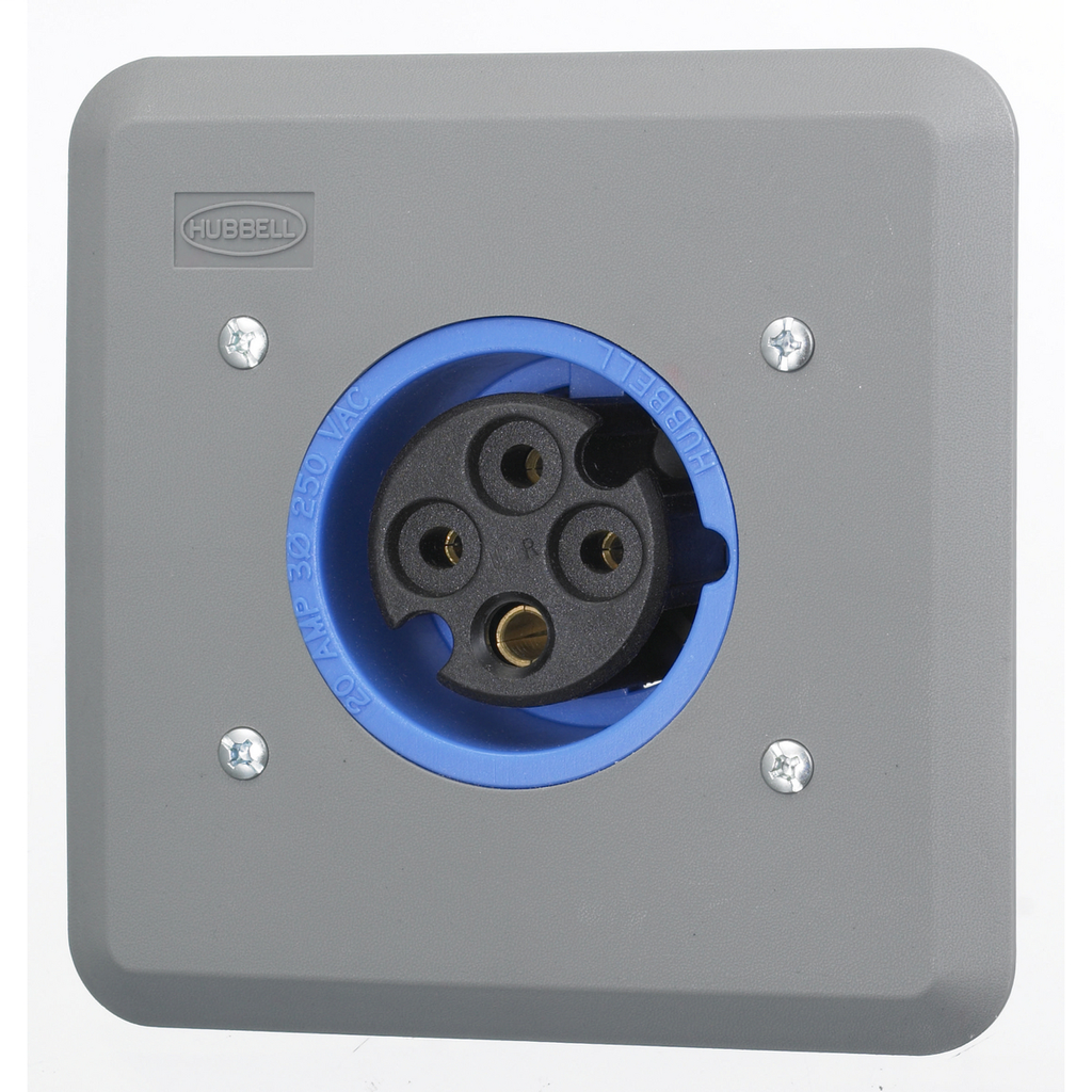 Low Profile Pin and Sleeve Receptacle, IEC, 3P4W, 20A 3PH 250V