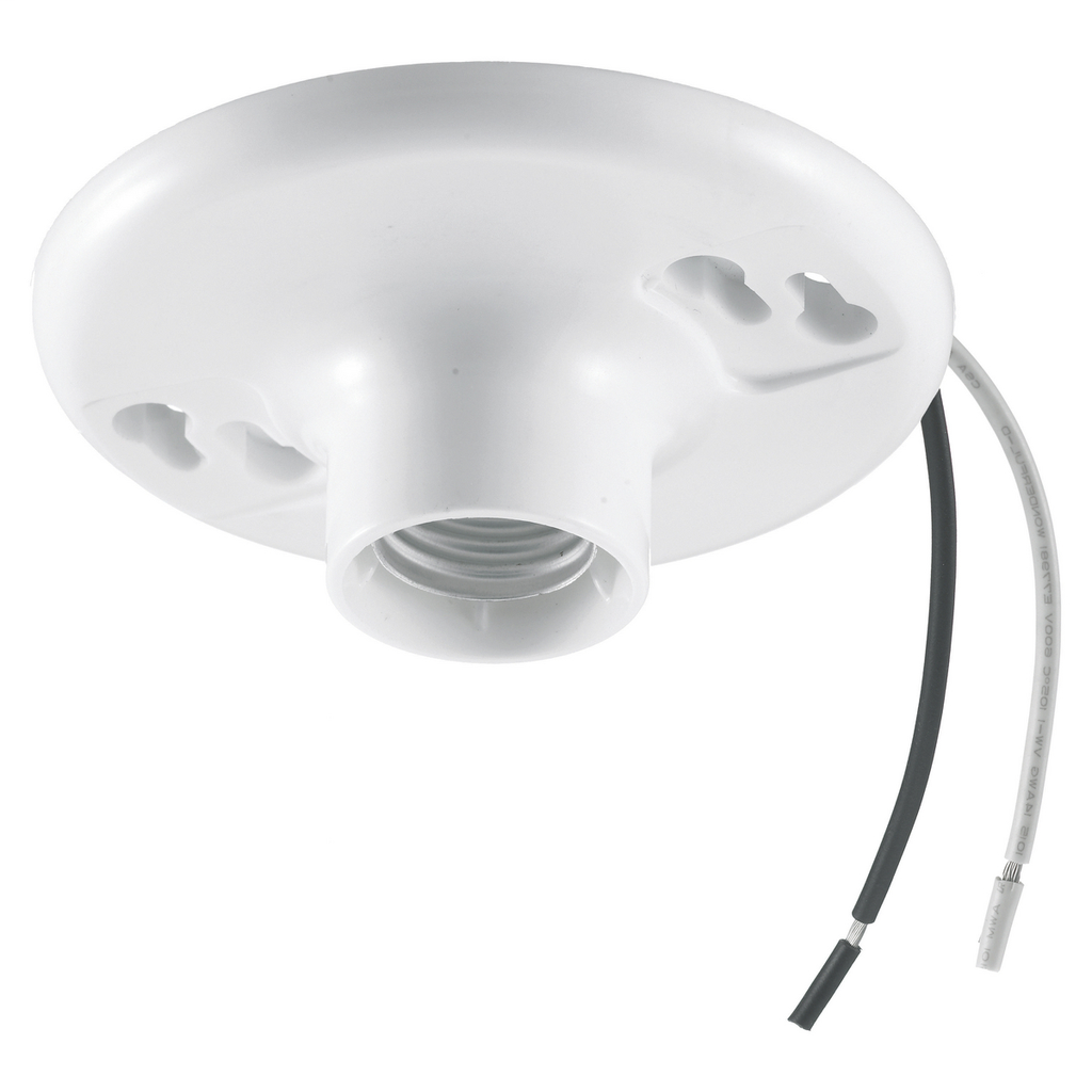 Lamp Holders and Sockets, Medium Base, Keyless, 600W 600V AC, 6" Leads, Plastic
