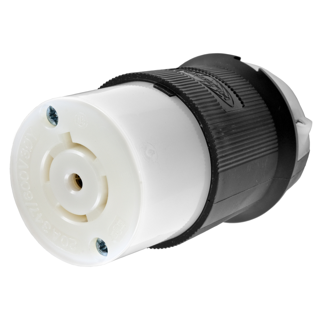 Hubbell HBL2533 20A 347/600V Twist-Lock Connector Body L23-20R, Black/White