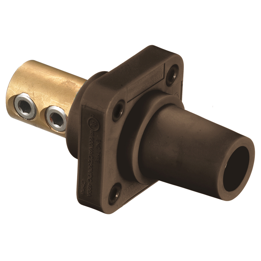 400 Amp Set Screw Type Panel Mount Female Receptacle, Brown
