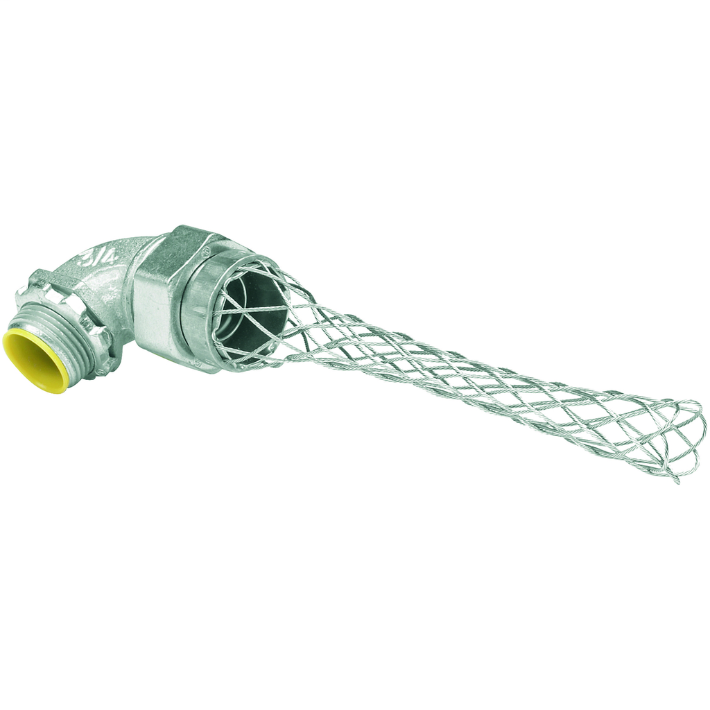3/4" 90° Liquidtight Connector w/Mesh Grip