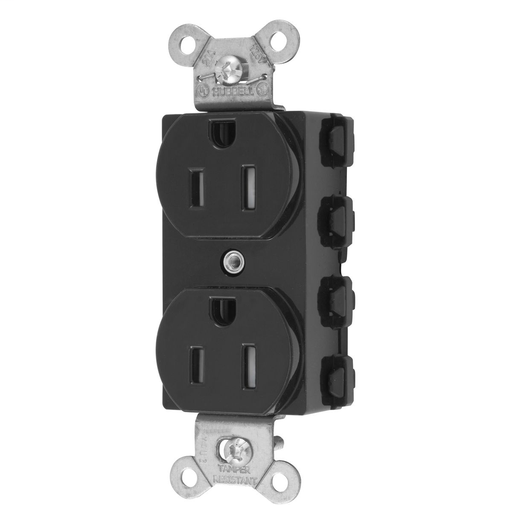 Straight Blade Devices, Receptacles, Tamper Resistant, Duplex, SNAPConnect 2, 15A 125V, 2-Pole 3-Wire Grounding, 5-15R, Black