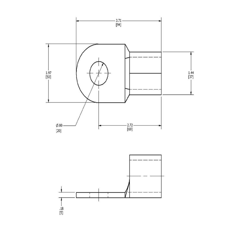 Burndy YAD4CM10E38 Uninsulated Ring Terminal For 4 AWG Irby Utilities