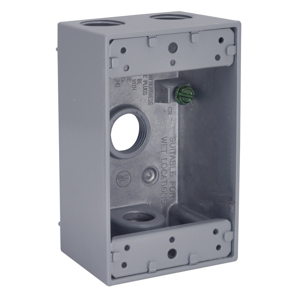 RACO 5321-0 (WB121) Single Gang Weatherproof Box, (4) 1/2" Outlets ***