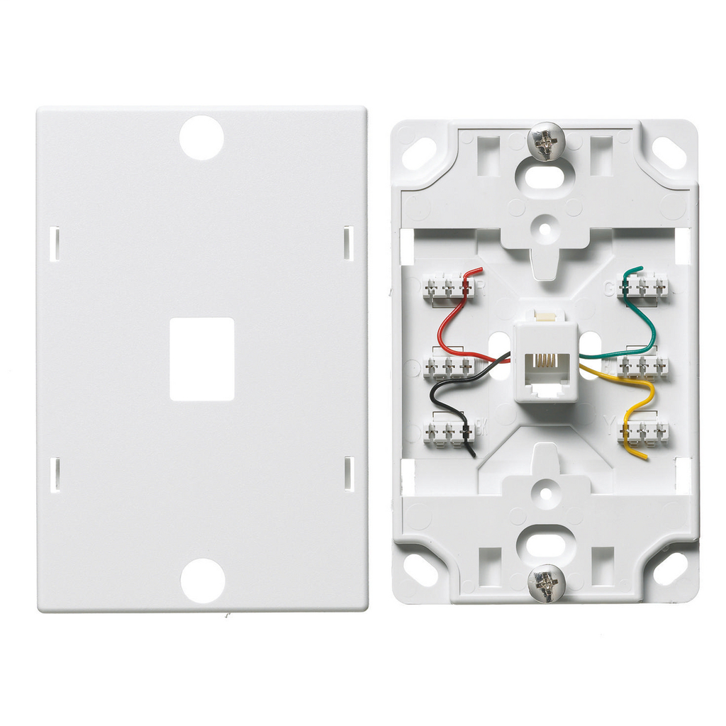 Product image for Hubbell Wiring Devices NS721W White Thermoplastic 6-Position 4-Conductor Telephone Wall Jack