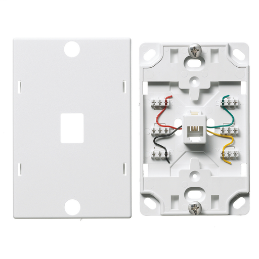Product image for Hubbell Wiring Devices NS721W White Thermoplastic 6-Position 4-Conductor Telephone Wall Jack