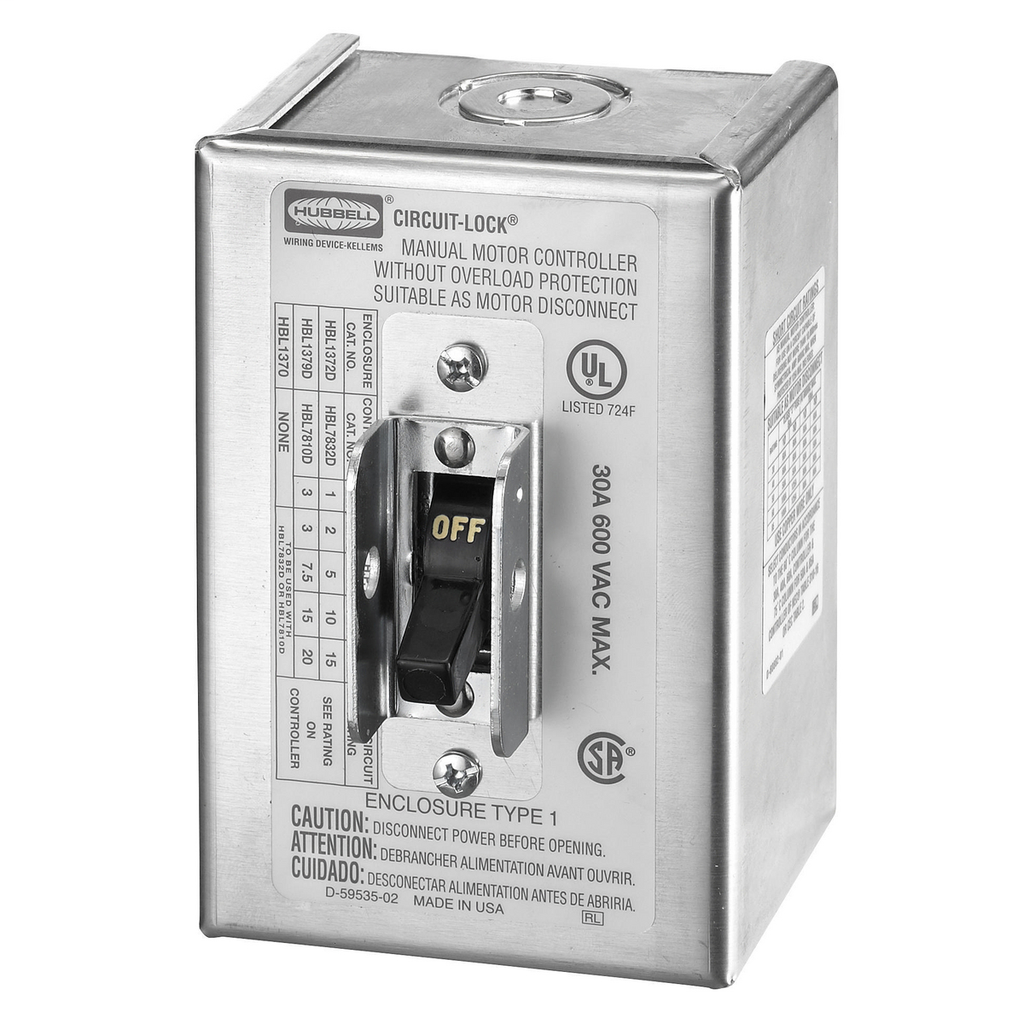 Hubbell HBL1379D 30A 600V 3P DISC SW W/NEMA 1