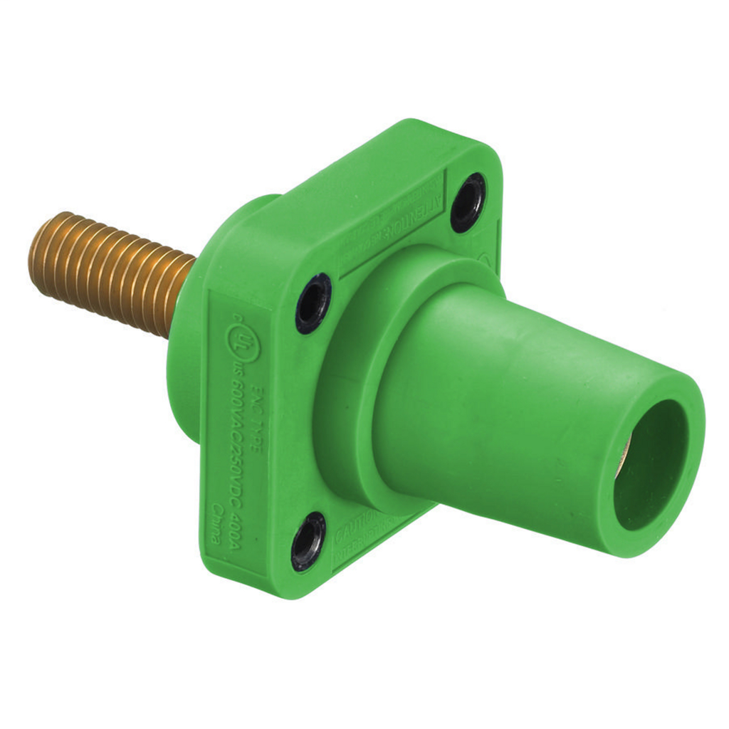 400 Amp Stud Type Panel Mount Female Receptacle, Green