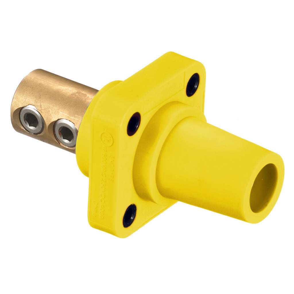 400 Amp Set Screw Type Panel Mount Female Receptacle, Yellow