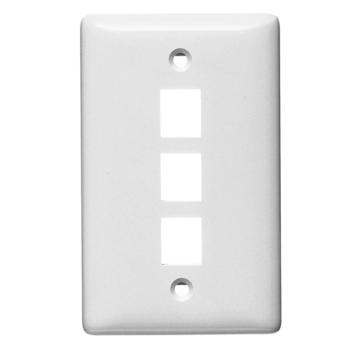 Product image for Hubbell NSP103W 1-Gang White Thermoplastic Medium 3-Port Data Communication Face Plate