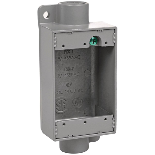 1/2"Aluminum, Shallow Feed Thru Device Box