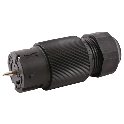 Hubbell Wiring Device Kellems, Locking Devices, Twist-Lock, Economy,Female Connector Body, 50A 3-Phase Delta 250V AC, 3-Pole 4-WireGrounding, Non-NEMA, Screw Terminal, Black