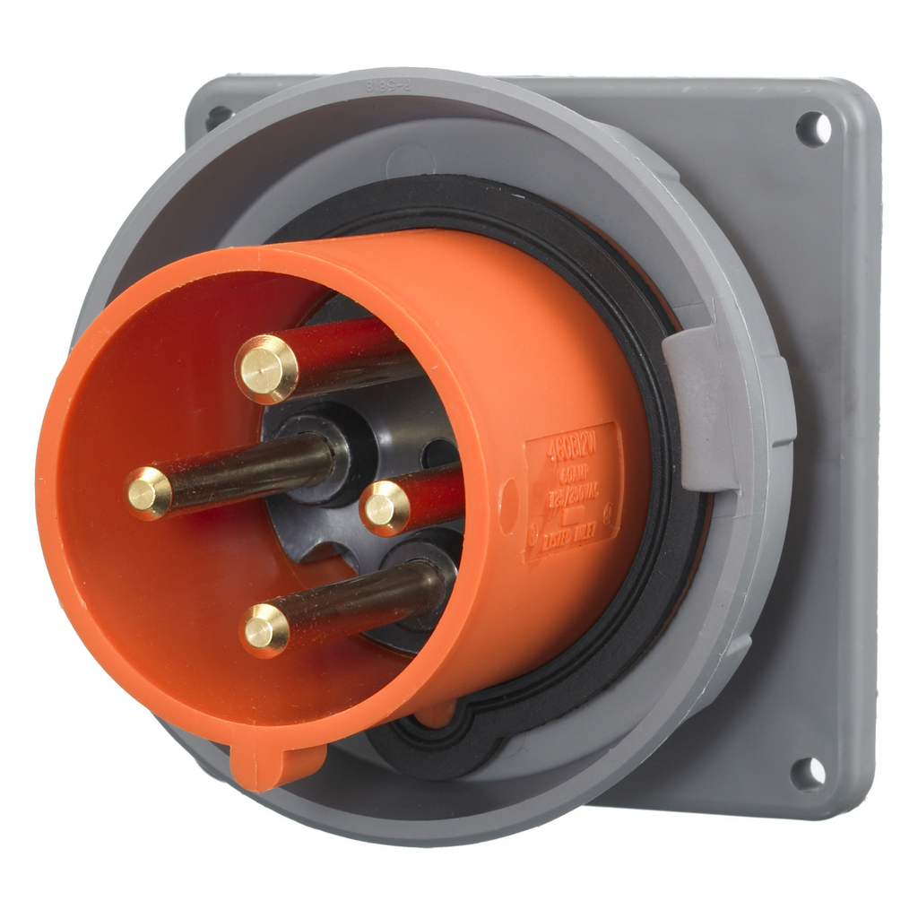 Watertight IEC Pin and Sleeve Inlet, 3P4W, 60A 125/250V