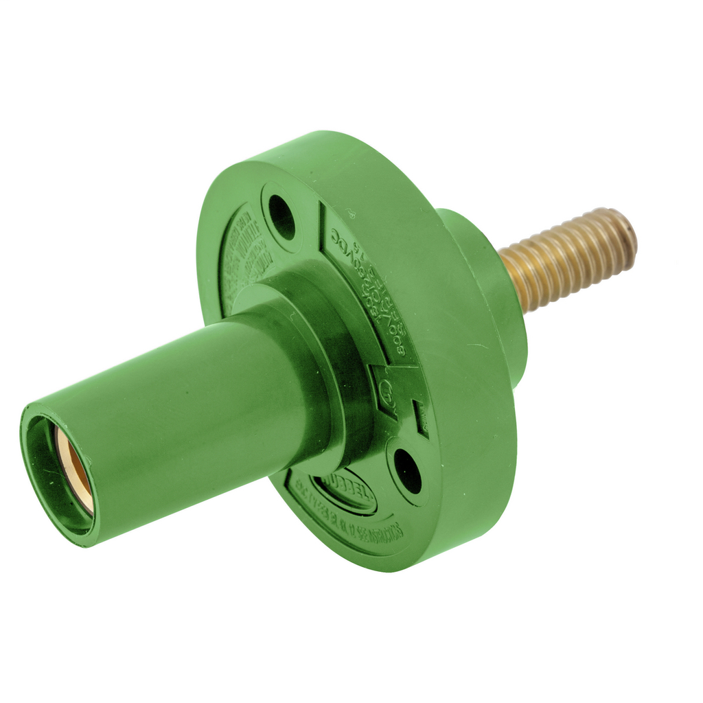 Single Pole Products, Female Receptacle, Threaded Stud Termination, 150 Amp Series, Green