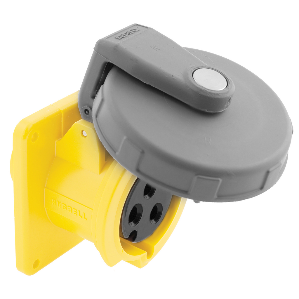 Watertight IEC Pin and Sleeve Receptacle, 2P3W, 16A 100-130V