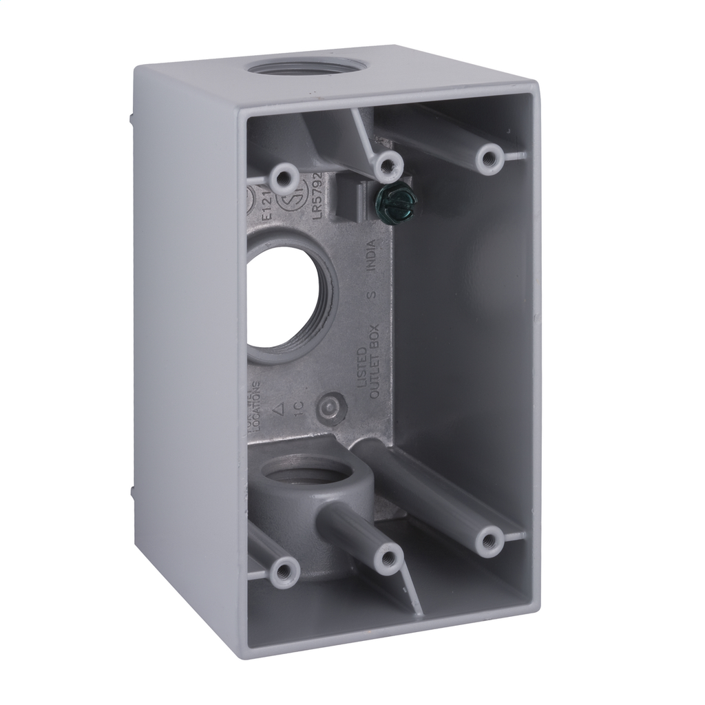 RACO 5386-0 (WB142) Single Gang Deep Weatherproof Box, (3) 3/4" Outlets ***