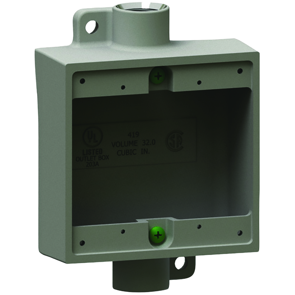 Hubbell Electrical Systems 2FSC-2 3/4 Inch 2-Gang Copper Free Aluminum Type 2FSC Shallow Cast Device Box with Mounting Lug Hubbell Electrical Systems 2FSC-2 3/4 Inch 2-Gang Copper Free Aluminum Type 2FSC Shallow Cast Device Box with Mounting Lug