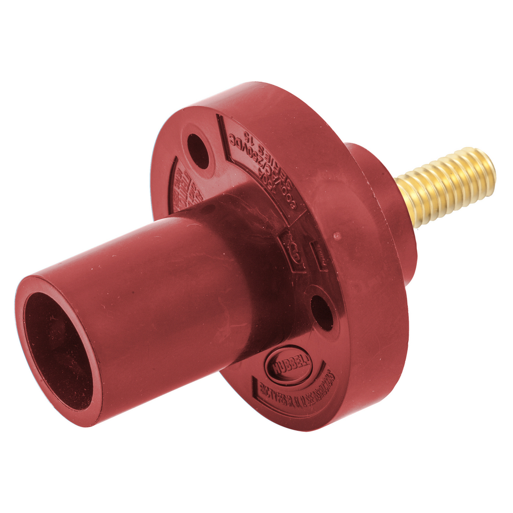 Single Pole Products, Male Inlet, Threaded Stud Termination, 150 Amp Series, Red