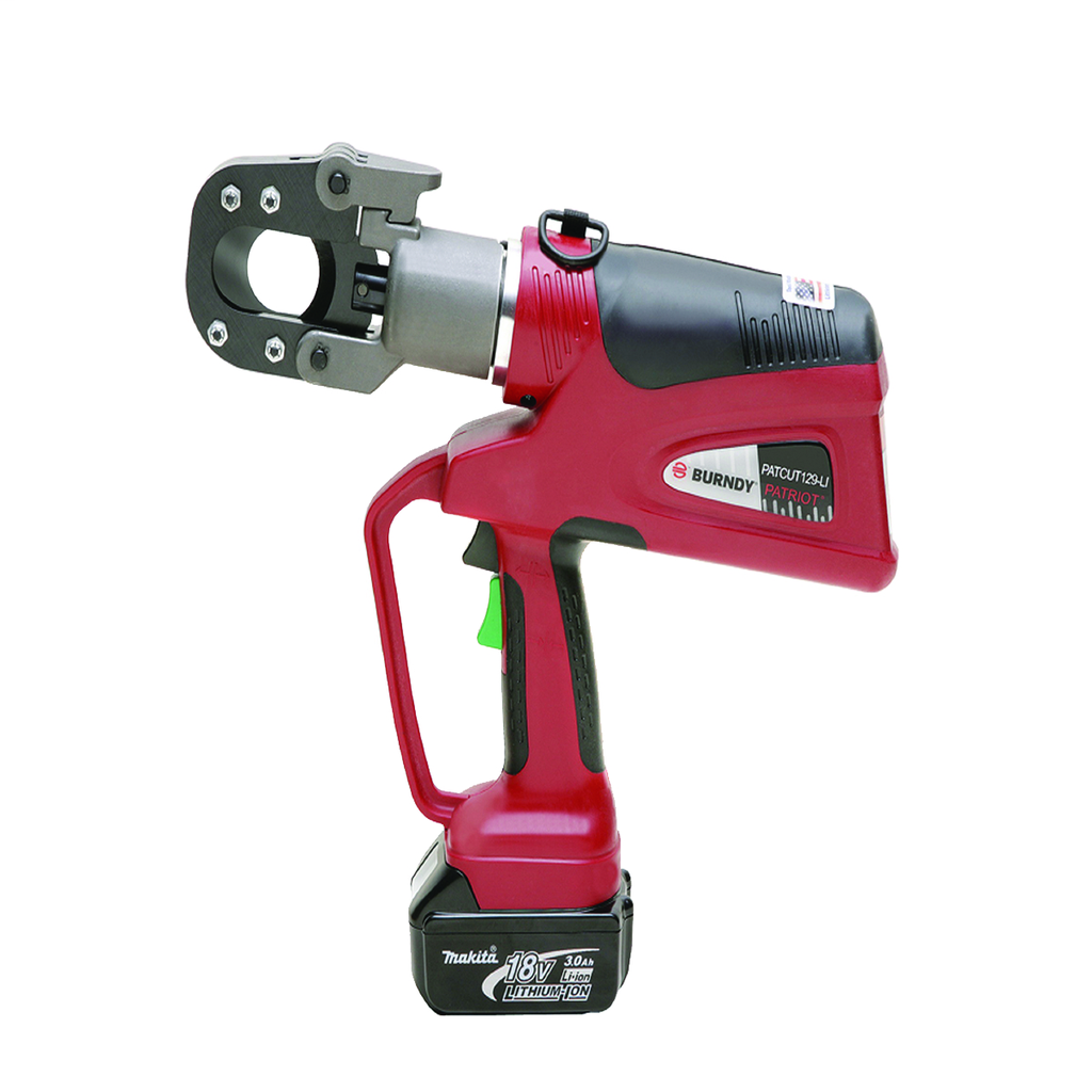 Latch Head,Battery Actuated Cutting Tool, Hydraulic Self Contained, Cu/Al 1.29" (Max), 1113 ACSR(Max), 5/8" Ground Rod,18V 3.0Ah Li-Ion, 120V AC Charger