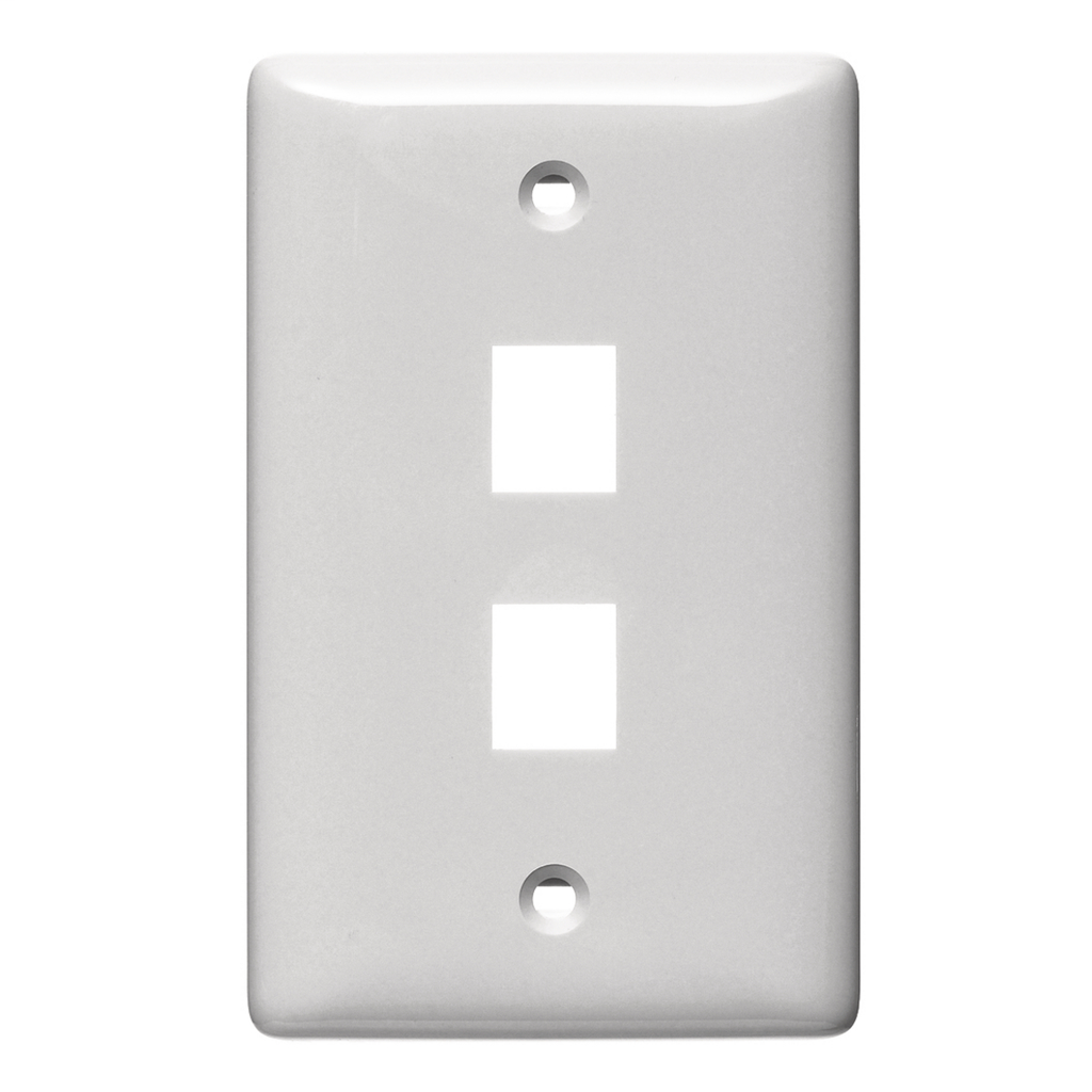 Product image for Hubbell Wiring Devices NSP102W 2-Port White Label-Less Mid-Size Wall Plate