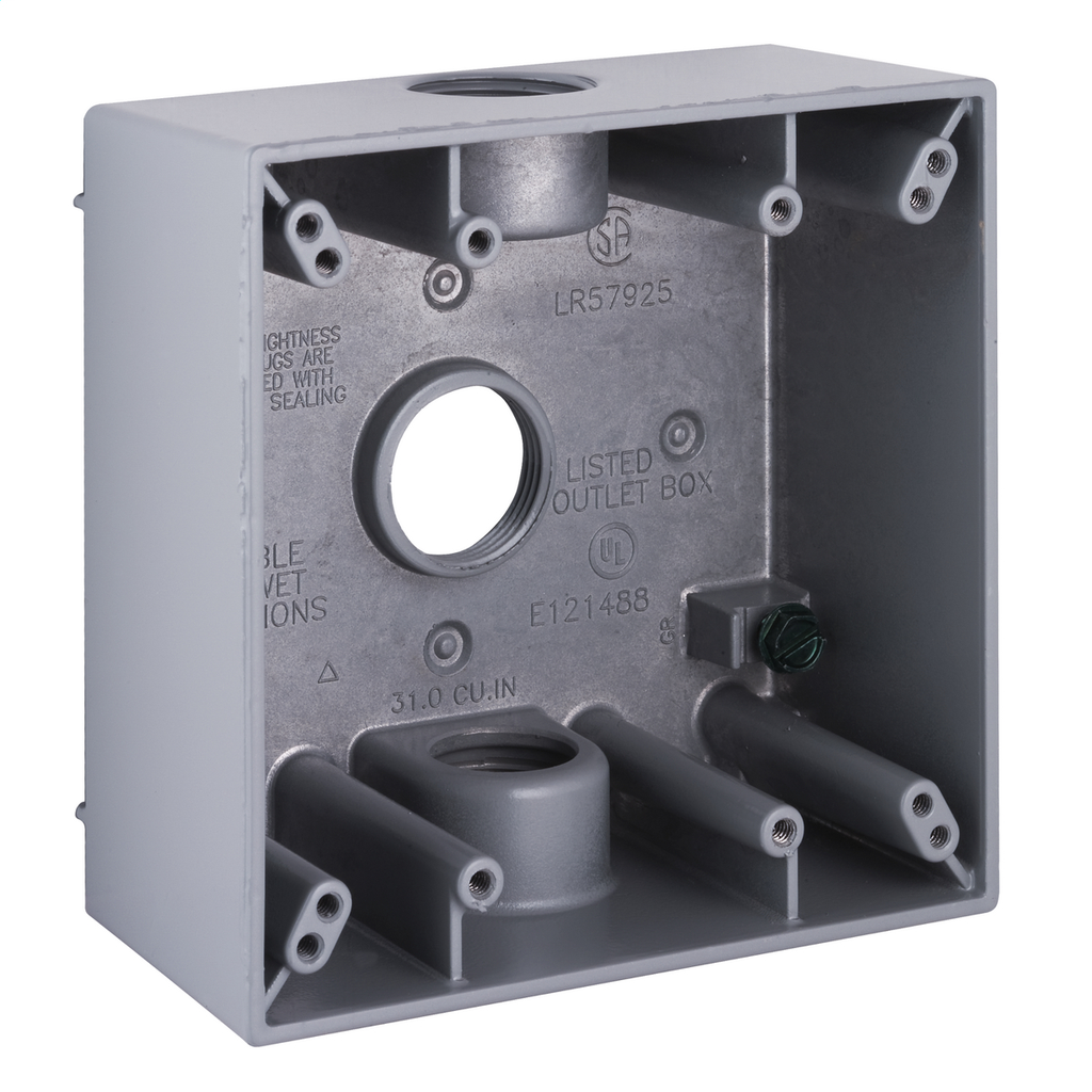 RACO 5341-0 2G WP BOX W/3 3/4HUBS ***