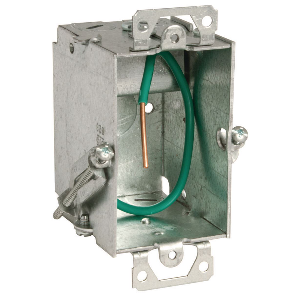 RACO 523S 2 x 3 x 2-1/2 Inch 12.5 In Pre-Galvanized Steel Plaster Ear Mount Gangable Switch Box with Pigtail RACO 523S 2 x 3 x 2-1/2 Inch 12.5 In Pre-Galvanized Steel Plaster Ear Mount Gangable Switch Box with Pigtail