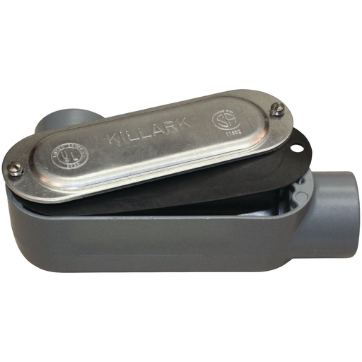 O SERIES/DURALOY 5 SERIES - ALUMINUM CONDUIT BODY WITH COVER AND GASKET- LL TYPE - HUB SIZE 1/2 INCH - VOLUME 4.0 CUBIC INCHES
