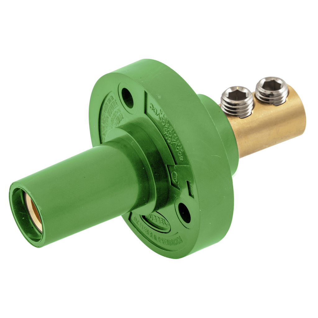 Single Pole Products, Female Receptacle, Double Set Screw Termination, 150 Amp Series, Green