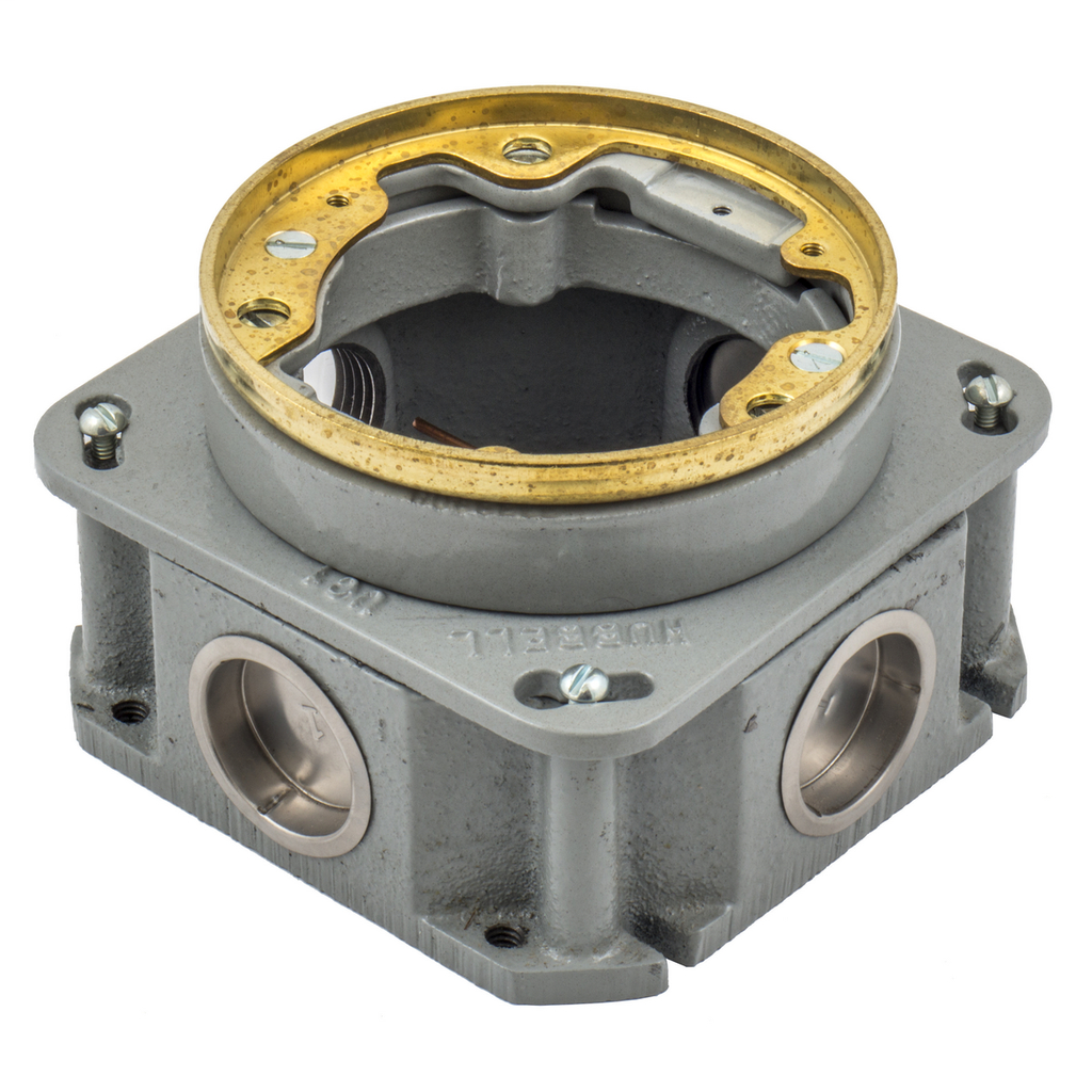 Product image for Hubbell B2536411-G RECT CAST FB, SHAL, FULL ADJ, BRS, 1"