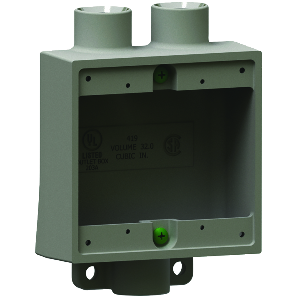 Hubbell Electrical Systems 2FSD-2 3/4 Inch 2-Gang Iron Type 2FSD Shallow Cast Device Box with Mounting Lug Hubbell Electrical Systems 2FSD-2 3/4 Inch 2-Gang Iron Type 2FSD Shallow Cast Device Box with Mounting Lug