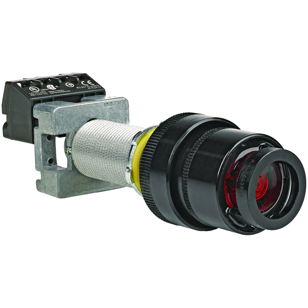 G Series - Aluminum Long 120V Illuminated Push Button (Push To Test Pilot Light) Operator - Red Lens With Blank Nameplate - 1NO/1NC Contact Rating