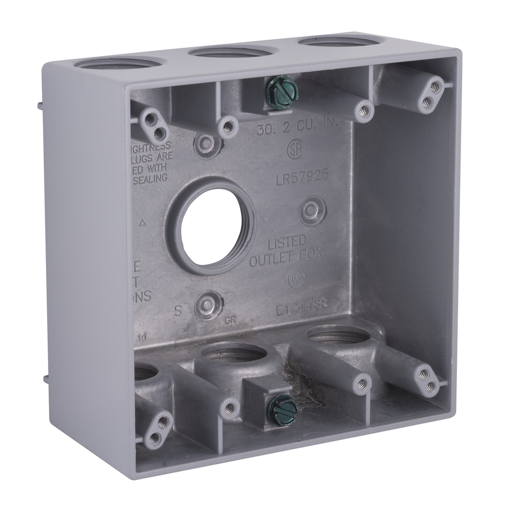 RACO 5348-0 2G WP BOX W/7 3/4 HUBS