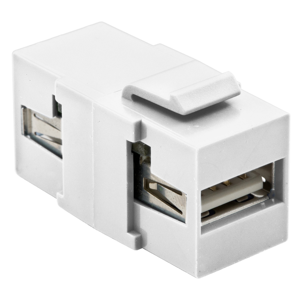 Snap-Fit, Keystone, USB, A to A, White