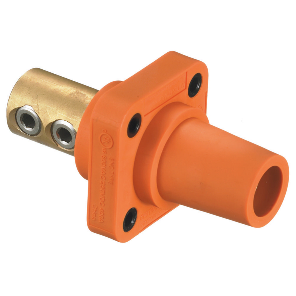400 Amp Set Screw Type Panel Mount Female Receptacle, Orange