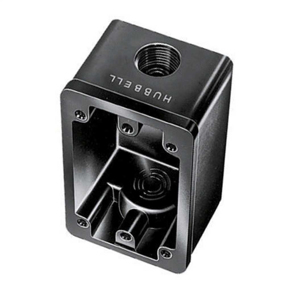 Product image for Hubbell HBL6080OS 3/4 Inch Black Phenolic Weatherproof Dockside Shallow Box