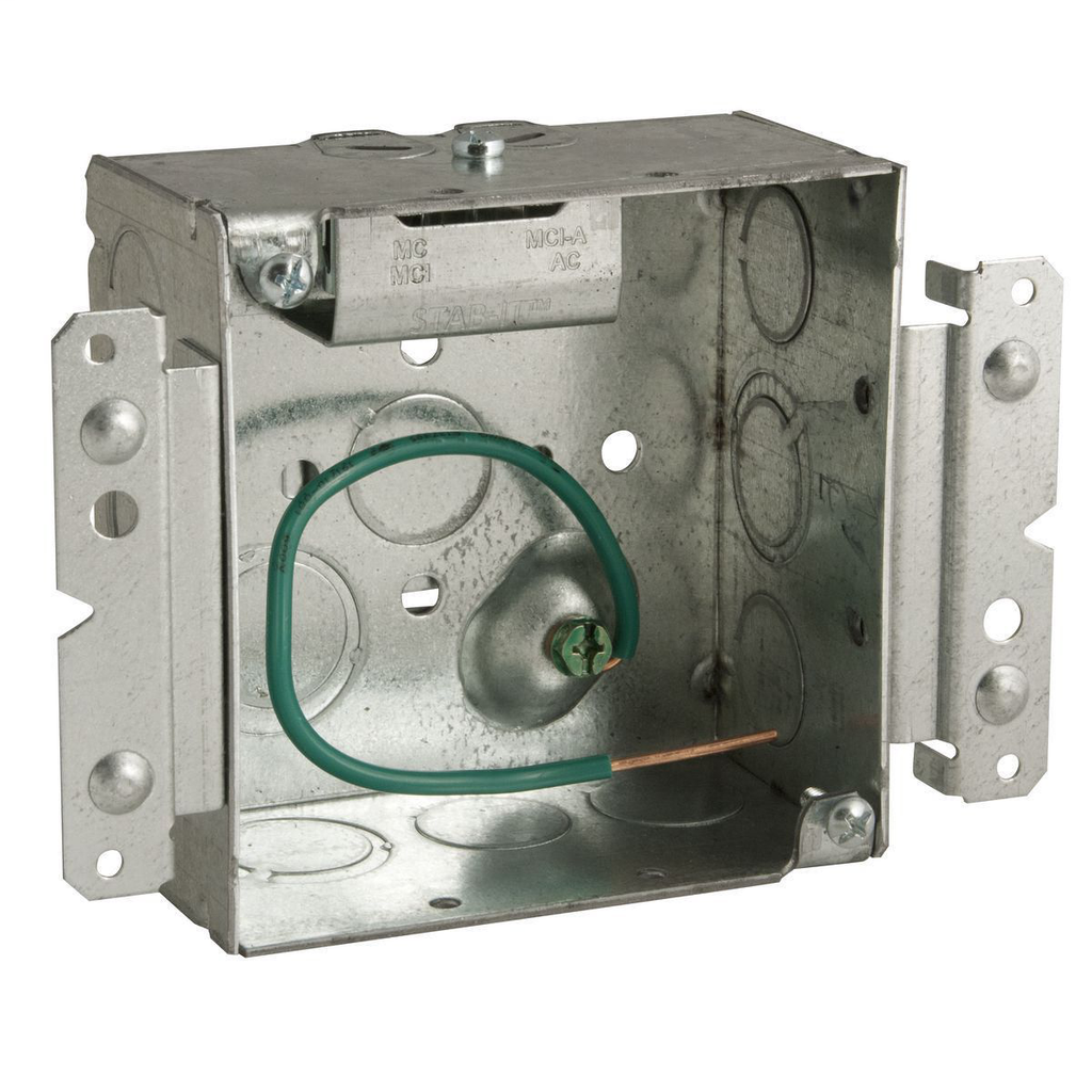 RACO 232MS 4 x 4 x 2-1/8 Inch 30.3 In Pre-Galvanized Steel M Bracket/Ceiling/Wall Mount Welded Square Box RACO 232MS 4 x 4 x 2-1/8 Inch 30.3 In Pre-Galvanized Steel M Bracket/Ceiling/Wall Mount Welded Square Box