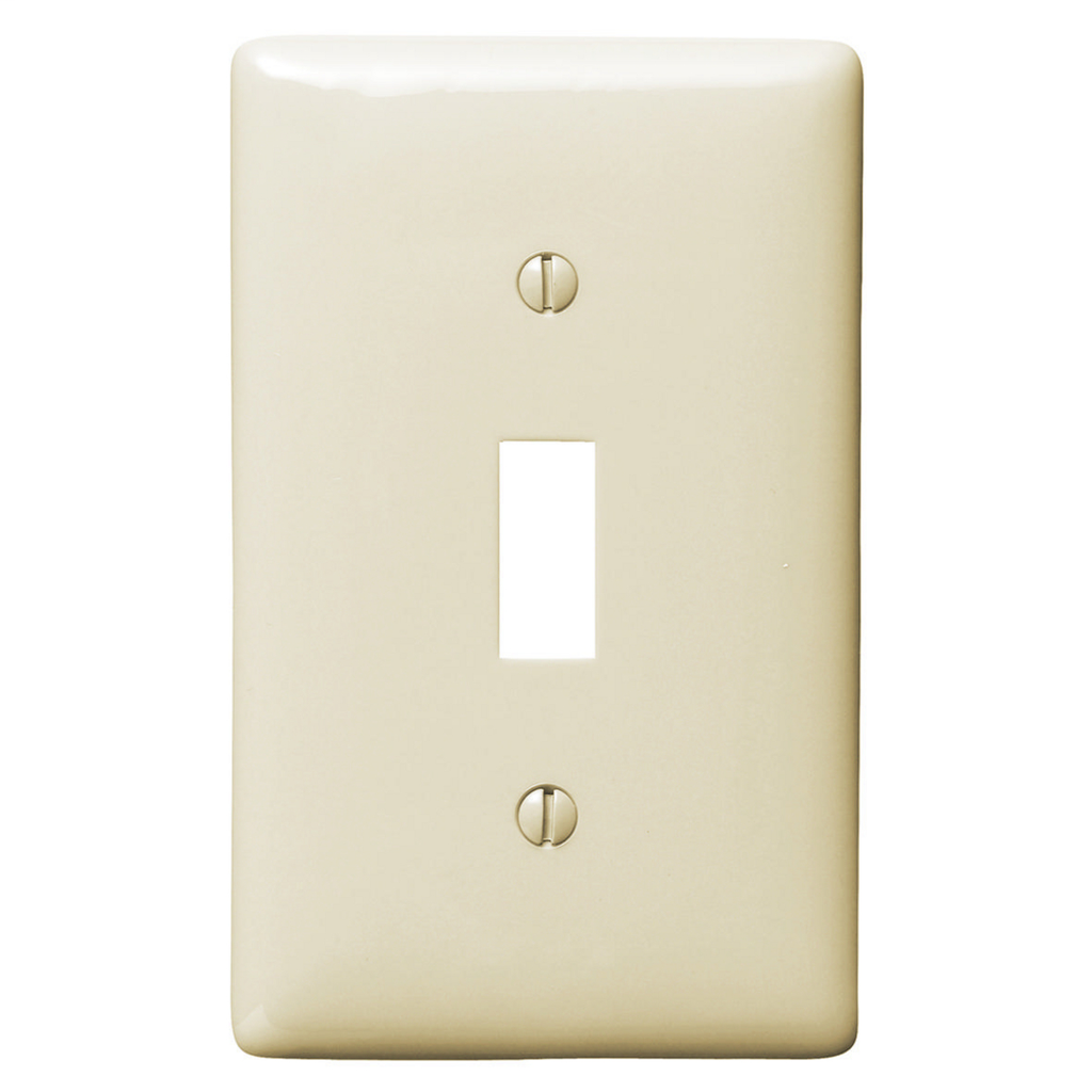 Product image for Hubbell NP1AL 1-Gang Almond Nylon Standard 1-Toggle Switch Wallplate
