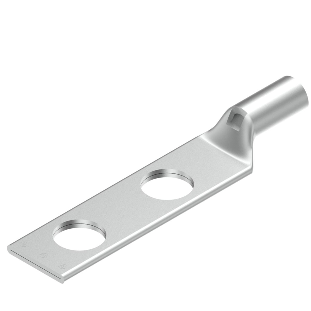 Product image for Burndy YAV102TC14 Copper Compression Lug, 2 Hole w/ Inspection Window, 14 AWG -10 AWG (str)/ 12 AWG-10 AWG (sol), 1/4" Stud, 5/8" Stud Hole Spacing, Short Barrel, Tin - Electro Plated