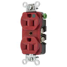 Hubbell HBL8200HREDDUP Receptacle, COM/HG, 15A 125V, 5-15R, RD
