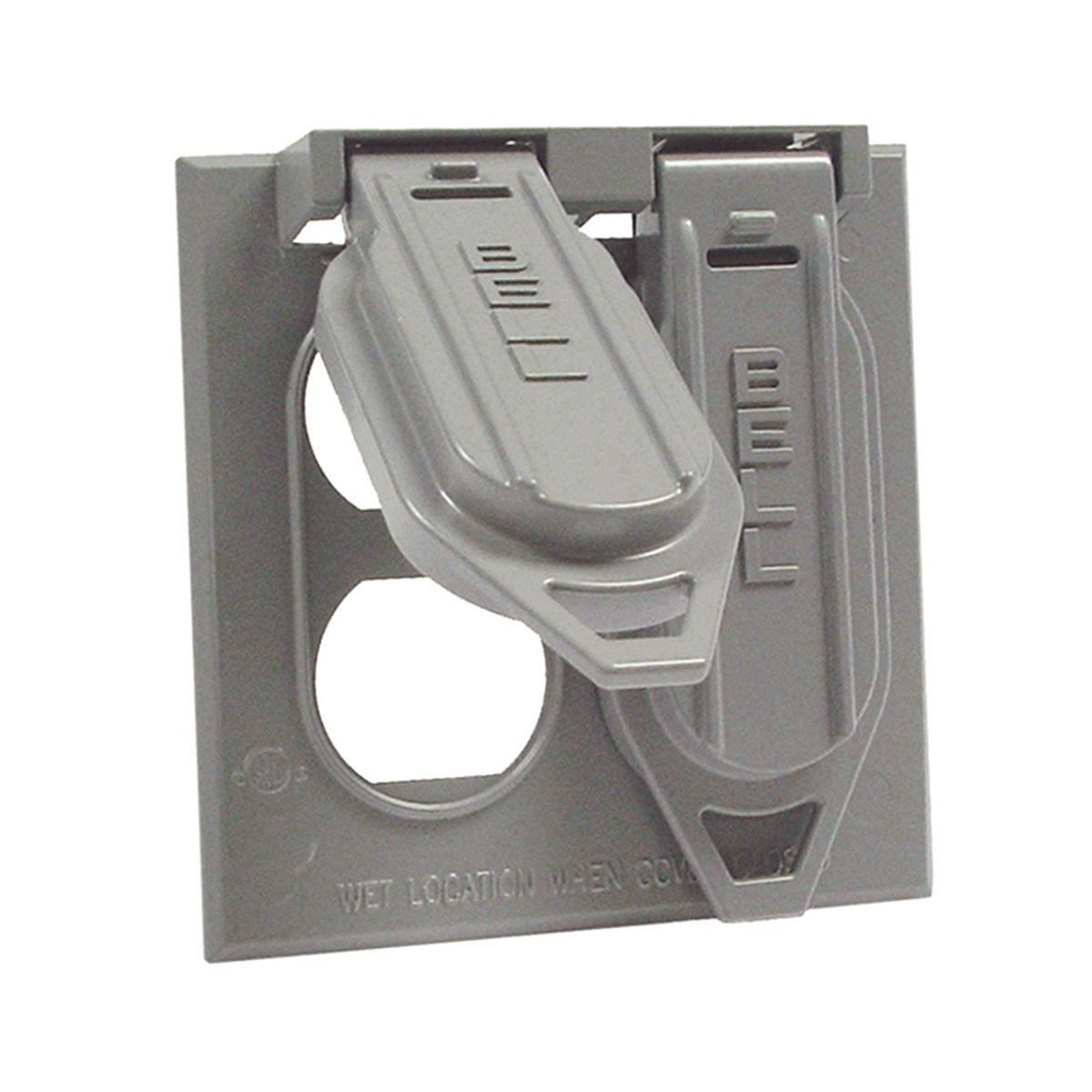 Raco 5148-0 2-Gang 10/Box Gray Weatherproof Duplex Receptacle Cover Raco 5148-0 2-Gang 10/Box Gray Weatherproof Duplex Receptacle Cover