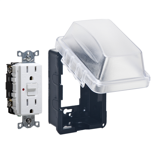 Product image for Raco MG510C 3.25 Inch Clear Polycarbonate 1-Gang Weatherproof Box While-In-Use Cover