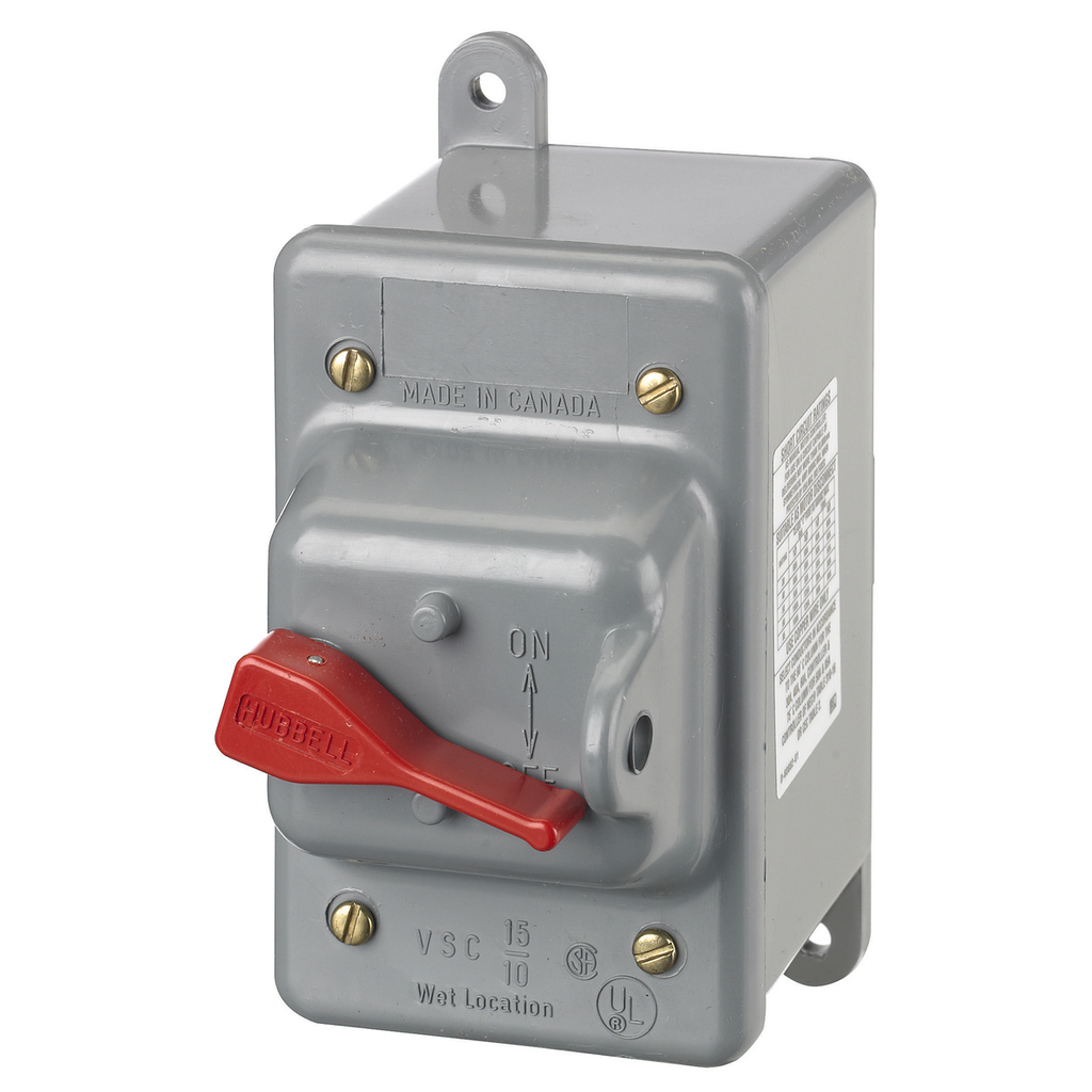 Product image for Hubbell HBL13R22D 30 Amp 600 VAC 2-Pole NEMA 3/3R Non-Metallic Disconnect Switch Enclosure