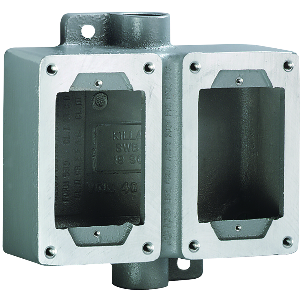 Hubbell Electrical Systems SWB-11 3/4 Inch Copper Free Aluminum Feed-Through Conduit Device Box Hubbell Electrical Systems SWB-11 3/4 Inch Copper Free Aluminum Feed-Through Conduit Device Box