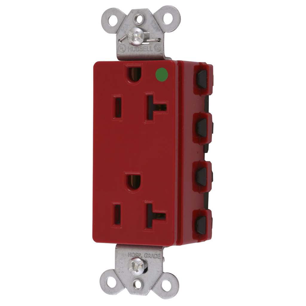 Product image for Hubbell SNAP2182RA Snap2Connect® 20A/125V HG DECO, RED