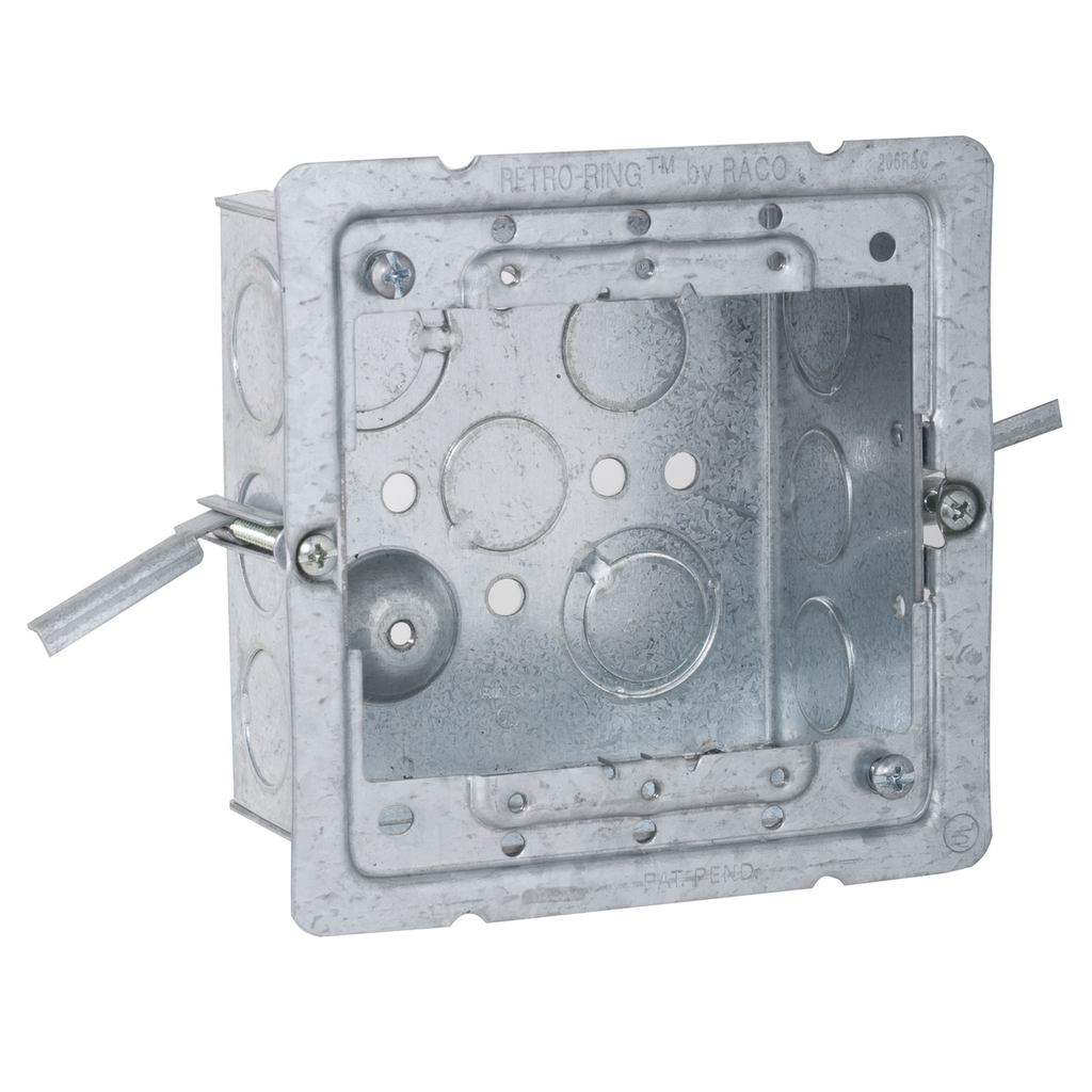 RACO 232-OW 4 x 4 x 2-1/8 Inch 30.3 In Pre-Galvanized Steel Box/Ceiling/Wall Mount Welded Square Box with Pigtail RACO 232-OW 4 x 4 x 2-1/8 Inch 30.3 In Pre-Galvanized Steel Box/Ceiling/Wall Mount Welded Square Box with Pigtail