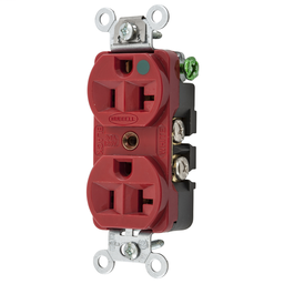 Hubbell HBL8300HRED 20 Amp 125 Volt 2-Pole 3-Wire NEMA 5-20R Red Straight Blade Duplex Receptacle