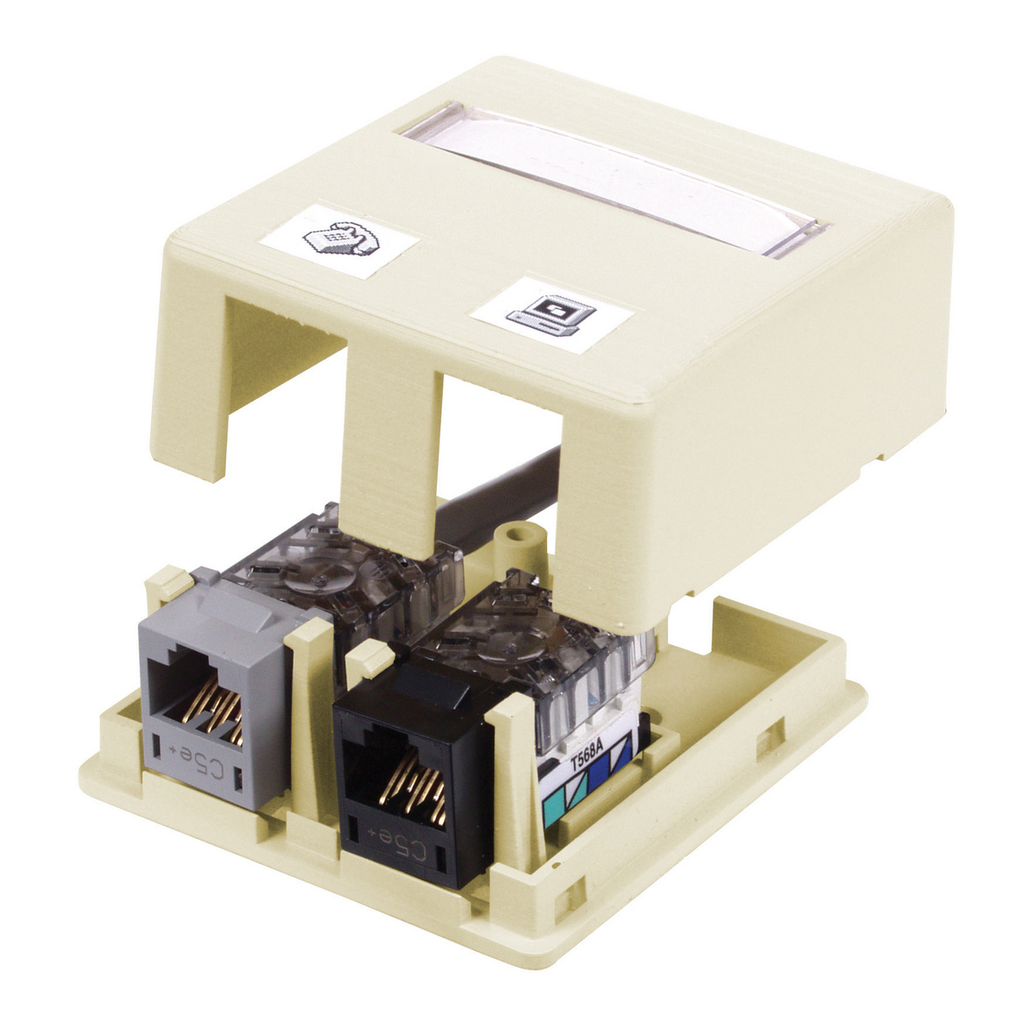 Product image for Hubbell Wiring Devices ISB2EI 2-Port Ivory High Impact Resistant Flame Retardant Polymer Surface Mount Box